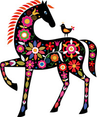 Horse with Slovak folk ornaments - 135677222