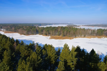 Senftenberger See Aussichtsturm im Winter - Senftenberg Lake in winter, Lusatian Lake District - obrazy, fototapety, plakaty