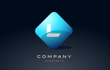l alphabet blue hexagon letter logo vector icon design