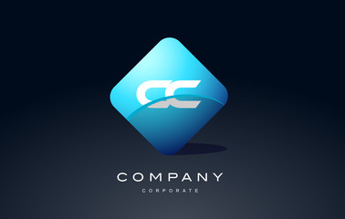 cc alphabet blue hexagon letter logo vector icon design