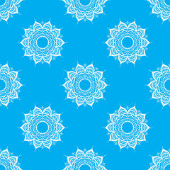 Hand drawn seamless pattern with mandalas