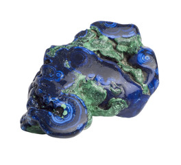 Blue Azurite gemstone isolated on white background