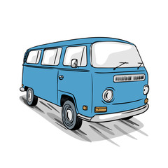 van on road hippie style