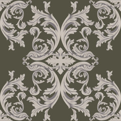 Vintage Baroque damask floral pattern acanthus Imperial style. Vector decor background. Luxury Classic ornament. Royal Victorian texture for wallpapers, textile, fabric