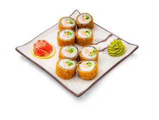 Sushi roll set in breadcrumbs