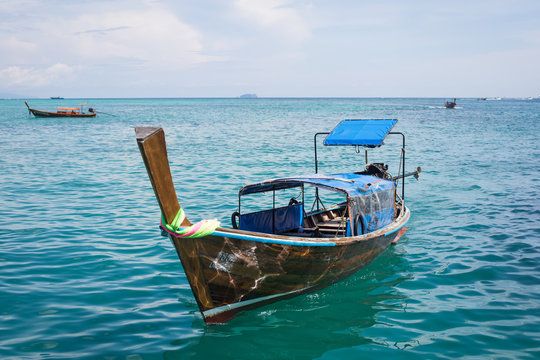 Fishing boat in the sea at the beach in Thailand