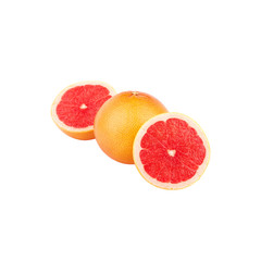 Whole and a half of Grapefruit, isolated