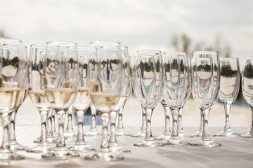 Champagne glasses with champagne

