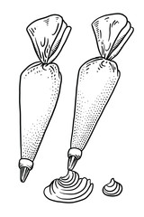 Decorating, kit, cream. cake, fabric, mousse, decoration, hand, manual