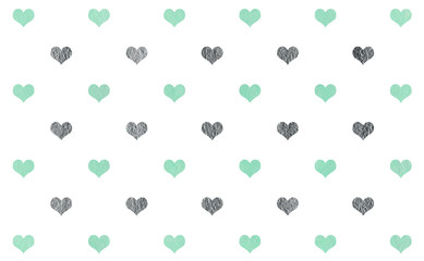 Watercolor hearts on white background pattern.