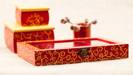 Painted, wooden small box for multiple purposes - wooden texture
