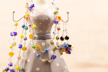 Silver jewels with colorful precious stones 