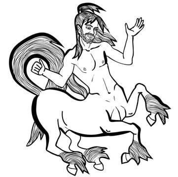 Vector illustration of centaur black and white