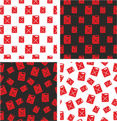 Canister for Gas or Oil Big & Small Aligned & Random Seamless Pattern Red Color Set