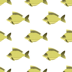 Set of Fish Isolated on White Background. Carp Seamless Pattern