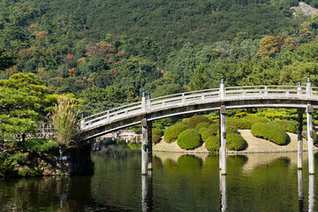 Fototapeta na wymiar Traditional Ritsurin Garden in Japan