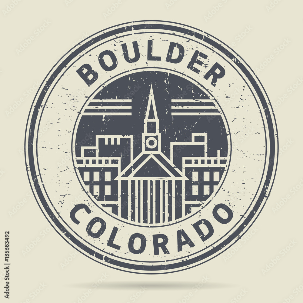 Poster grunge rubber stamp or label with text boulder, colorado