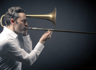 Musician with a trombone