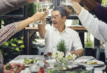 Group of Senior Retirement Meet up Happiness Concept