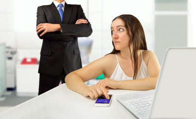 woman caught by the boss