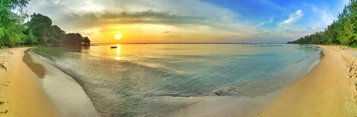 tropic beach panorama sunset