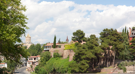 Fototapeta na wymiar Top view of Tbilisi . Tbilisi is the capital of the Republic of Georgia