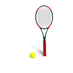 Tennis racket and ball isolated on white Vector illustration