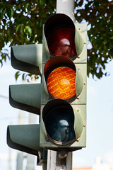 Orange traffic light.