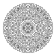 Flower Mandala for coloring book. Black and white ethnic henna pattern.Vintage decorative elements.Islam, Arabic, Indian, moroccan, turkish, pakistan, chinese, ottoman motifs
