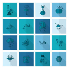 Set of Flat Autumn Icons