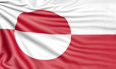 Flag of Greenland, 3d illustration with fabric texture