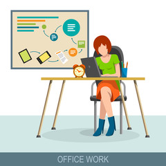 Office work concept. Workplace and job at the computer