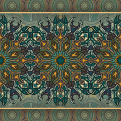 Ornate floral seamless texture, endless pattern with vintage mandala elements.
