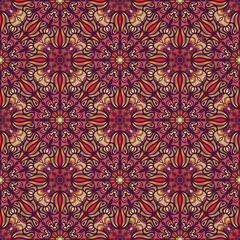 Ornate floral seamless texture, endless pattern with vintage mandala elements.