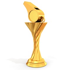 golden trophy with whistle