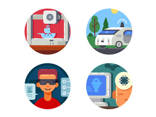 Innovative technology set icons