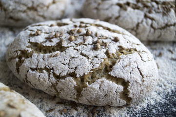 the dough for rye bread rolls