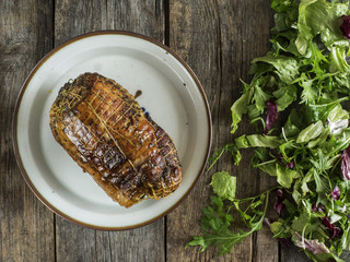 Meatloaf in vintage plate