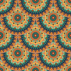 Ornate floral seamless texture, endless pattern with vintage mandala elements.