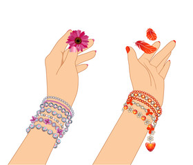 woman's hands with bracelets