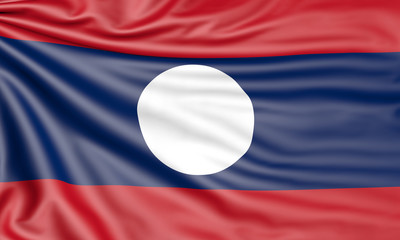 Flag of Laos, 3d illustration with fabric texture