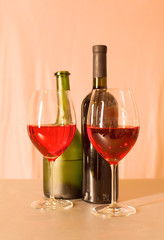 bottle of wine and glass on the table