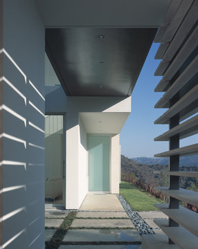 Passage under footbridge of a house in California, USA