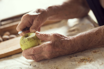 Peeling an apple