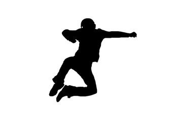 Fototapeta na wymiar silhouette of man jumping isolated on white
