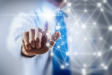 Wireless connection futuristic concept . Mixed media