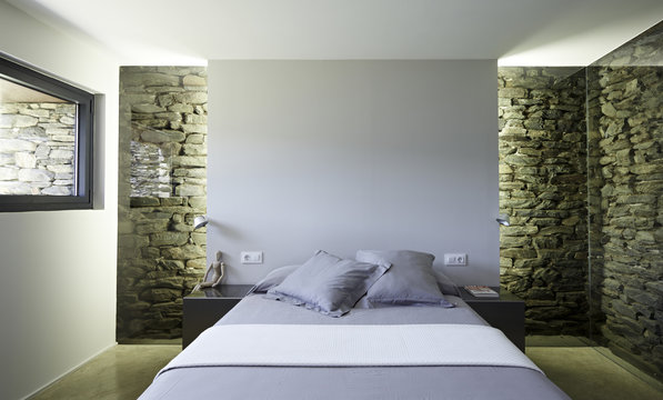 Bedroom in old stone farm 