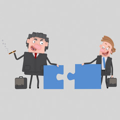 Businesspeople  doing a puzzle.
Custom 3d illustration / design : Can't find what you are looking for? contact me! I can create exactly what you need.