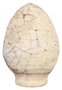 poterie ancienne, amphore craquel&eacute;e, jarre terre cuite, fond blanc