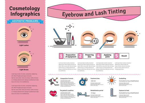 Vector Illustrated set with salon Brow and Eyelash Tints